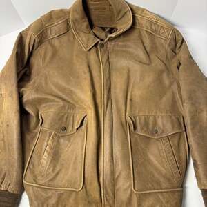 Vintage Roundtree & Yorke Brown Leather Bomber Jacket 2XL